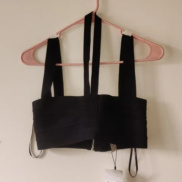 NWT HARVE LEGER and F21 Black Bandage Tube/Crop Top - Picture 3 of 6